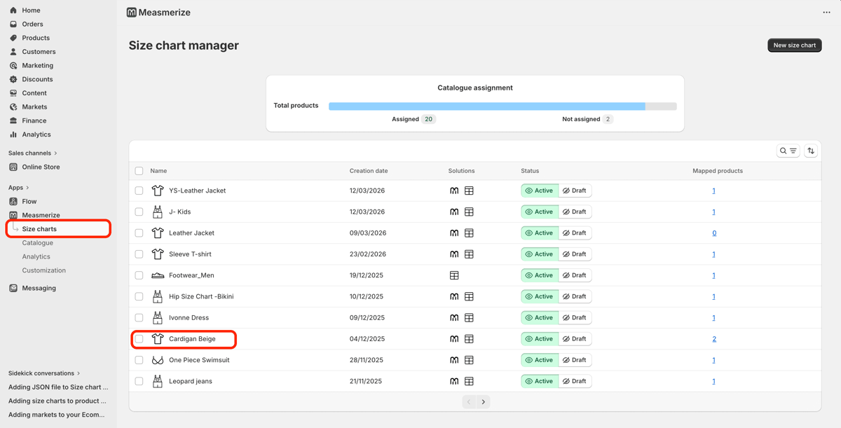Select your size chart image